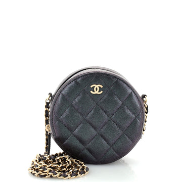 Chanel Round Clutch with Chain Quilted Iridescent Caviar Mini
