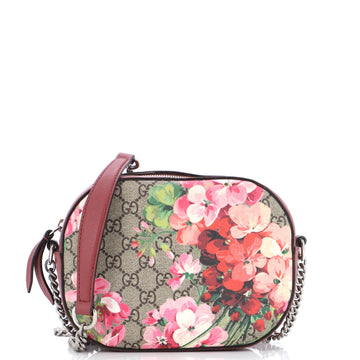 Gucci Chain Crossbody Bag Blooms Print GG Coated Canvas Mini