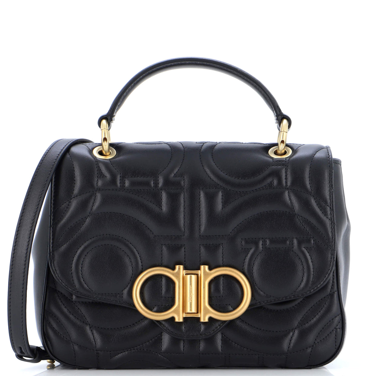 Salvatore Ferragamo Gancini Turnlock Top Handle Bag Gancini Quilted