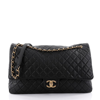 Chanel Airlines CC Flap Bag Quilted Calfskin XXL Black 2499501