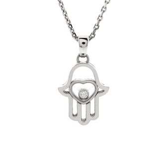 Chopard Happy Diamonds Hand of Fatima Pendant Necklace 18K White Gold with Diamond