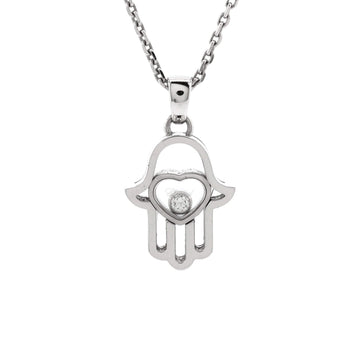 Chopard Happy Diamonds Hand of Fatima Pendant Necklace 18K White Gold with Diamond