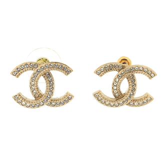 Chanel CC Stud Earrings Metal with Crystals