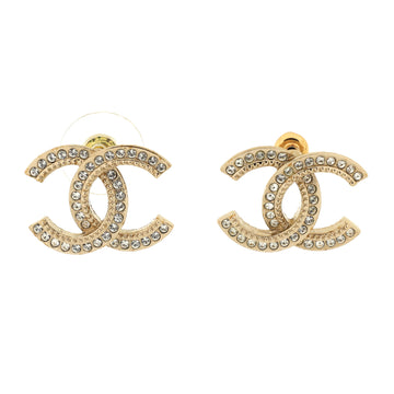 Chanel CC Stud Earrings Metal with Crystals