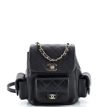 Chanel Duma Multipocket Drawstring Backpack Quilted Caviar Mini