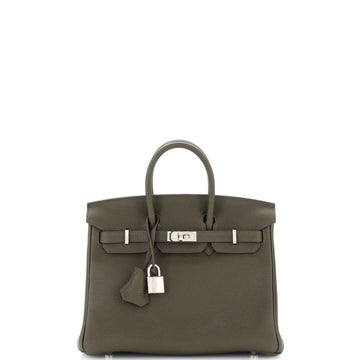 Hermes Birkin Handbag Green Togo with Palladium Hardware 25