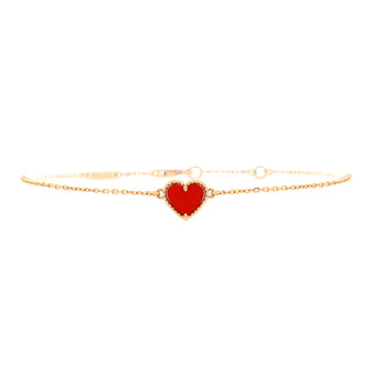 Van Cleef & Arpels Sweet Alhambra Heart Bracelet 18K Rose Gold with Carnelian