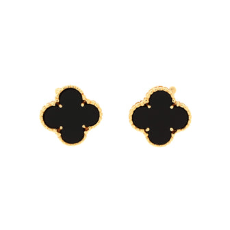 Van Cleef & Arpels Vintage Alhambra Earrings 18K Yellow Gold and Onyx