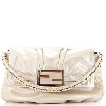 Fendi Mia Flap Bag Metallic Leather