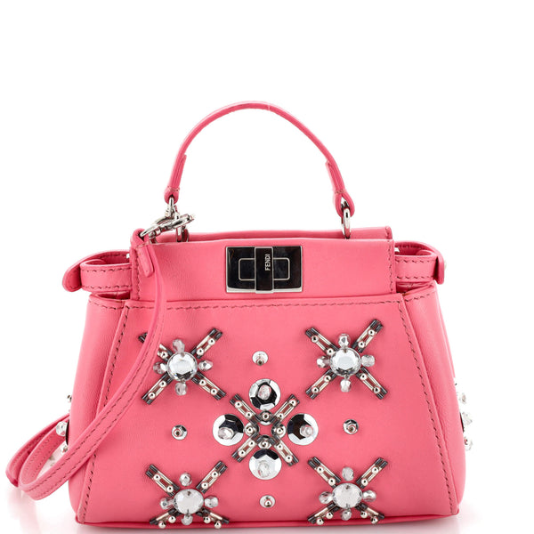 Fendi Peekaboo Bag Crystal Embellished Satin Micro 250064