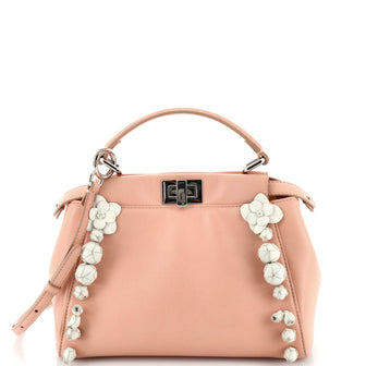 Fendi Rosebud Peekaboo Iconic Bag Leather with Applique Mini