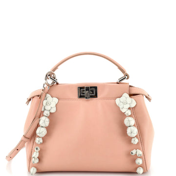 Fendi Rosebud Peekaboo Iconic Bag Leather with Applique Mini