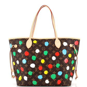 Louis Vuitton Neverfull NM Tote Yayoi Kusama Painted Dots Monogram Canvas MM