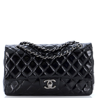 Chanel Vintage Classic Double Flap Bag Quilted Patent Medium