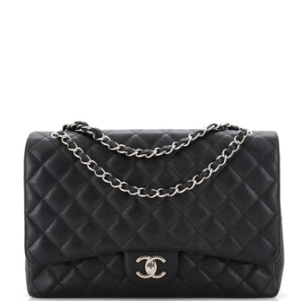 Chanel Classic Double Flap Bag Quilted Caviar Maxi