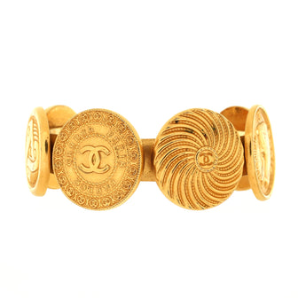Chanel Vintage CC Medallion Cuff Bracelet Metal
