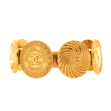 Chanel Vintage CC Medallion Cuff Bracelet Metal