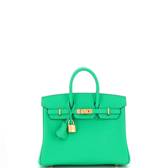 Hermes Birkin Handbag Green Swift with Gold Hardware 25
