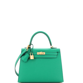 Hermes Kelly Handbag Green Epsom with Gold Hardware 25