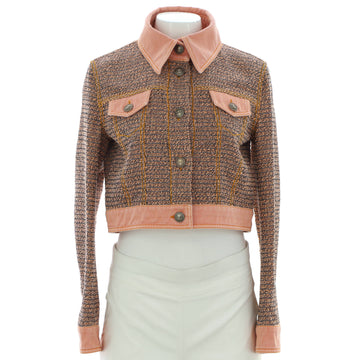 Chanel Women's Button Up Jacket Tweed with Denim Trim
