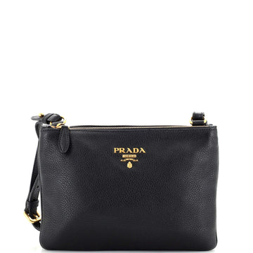 Prada Double Zip Crossbody Bag Vitello Daino Small