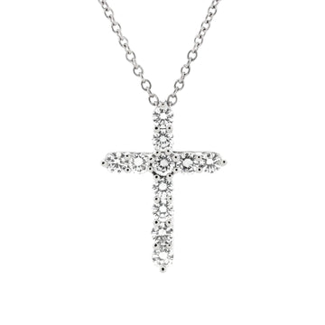 Tiffany & Co. Cross Pendant Necklace Platinum and Diamonds Small
