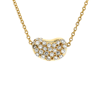 Tiffany & Co. Elsa Peretti Bean Pendant Necklace 18K Yellow Gold with Diamonds 11mm