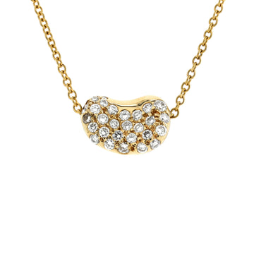 Tiffany & Co. Elsa Peretti Bean Pendant Necklace 18K Yellow Gold with Diamonds 11mm
