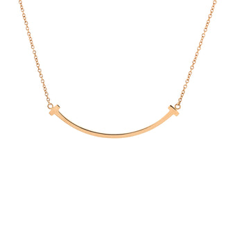 Tiffany & Co. T Smile Pendant Necklace 18K Rose Gold Small