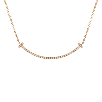 Tiffany & Co. T Smile Pendant Necklace 18K Rose Gold with Diamonds Small