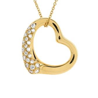 Tiffany & Co. Elsa Peretti Open Heart Pendant Necklace 18K Yellow Gold and Diamonds 22mm
