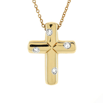 Tiffany & Co. Etoile Cross Pendant Necklace 18K Yellow Gold and Diamonds