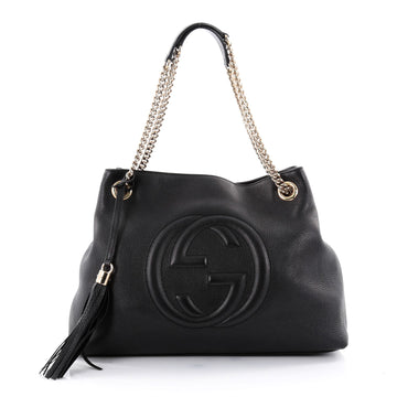 Gucci Soho Shoulder Bag Chain Strap Leather Medium Black 2500701
