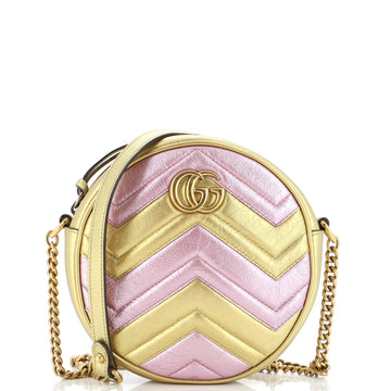 Gucci GG Marmont Round Shoulder Bag Matelasse Leather Mini
