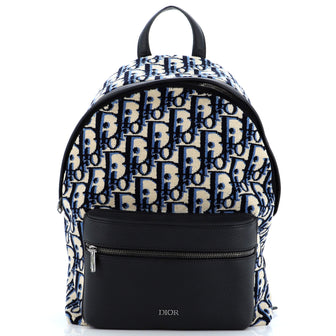 Christian Dior Front Pocket Backpack Oblique Velvet and Leather