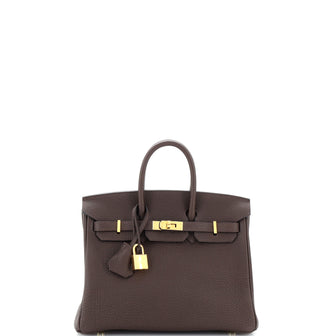 Hermes Birkin Handbag Brown Togo with Gold Hardware 25