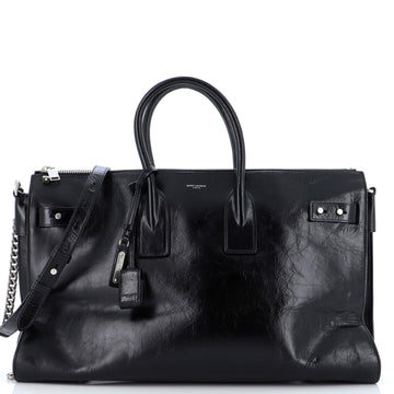 Saint Laurent Sac de Jour Souple Duffle Bag Crinkled Glazed Leather 36H