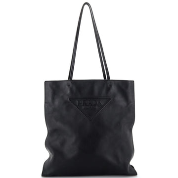 Prada Triangle Logo Open Tote Leather