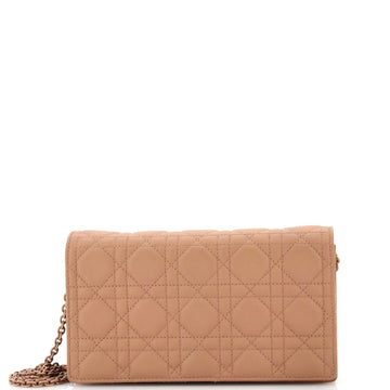 Christian Dior Ultra Matte Lady Dior Wallet on Chain Pouch Cannage Quilt Calfskin Long