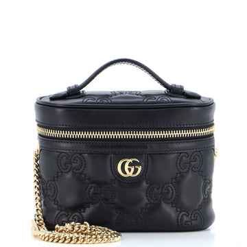 Gucci Top Handle Vanity Chain Bag GG Embossed Matelasse Leather Mini