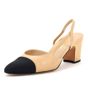 Chanel Women’s Cap Toe Slingback Pumps Leather