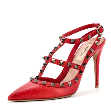 Valentino Garavani Women's Rockstud Ankle Strap Pumps Leather 100