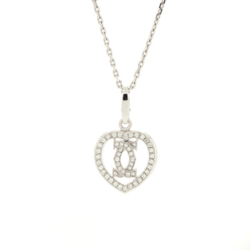 Cartier 2C Heart Necklace 18K White Gold with Diamonds
