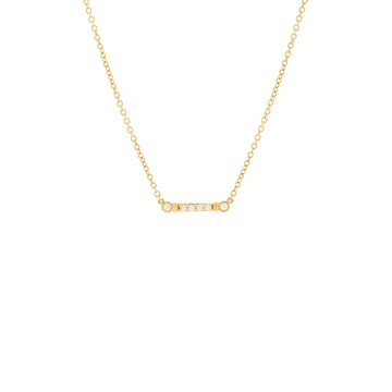 Tiffany & Co. Fleur de Lis Key Bar Pendant Necklace 18K Yellow Gold with Diamonds