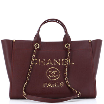 Chanel Deauville Tote Studded Caviar Medium