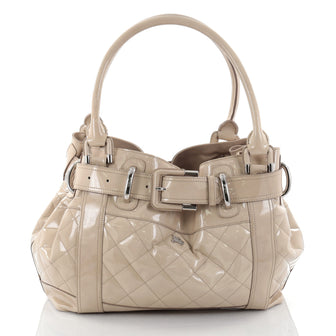 Burberry Beaton Bag Quilted Patent Large White 2501102