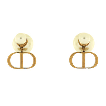 Christian Dior CD Tribales Stud Earrings Metal with Faux Pearls