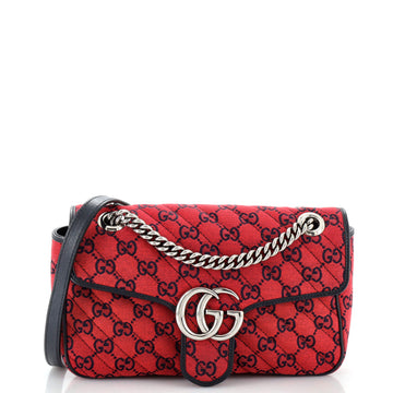 Gucci GG Marmont Flap Bag Diagonal Quilted GG Canvas Small