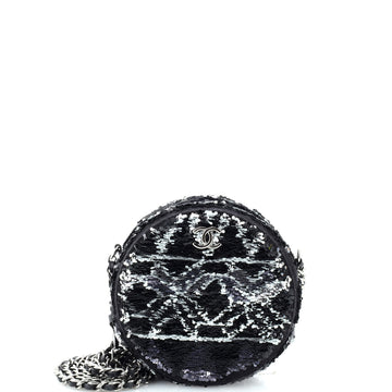 Chanel Round Clutch with Chain Sequins Mini