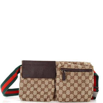 Gucci Vintage Double Belt Bag GG Canvas